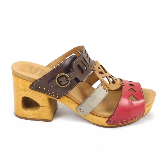 New Dansko Oralee Leather Boho Chic Wood Heels - Picture 2 of 7